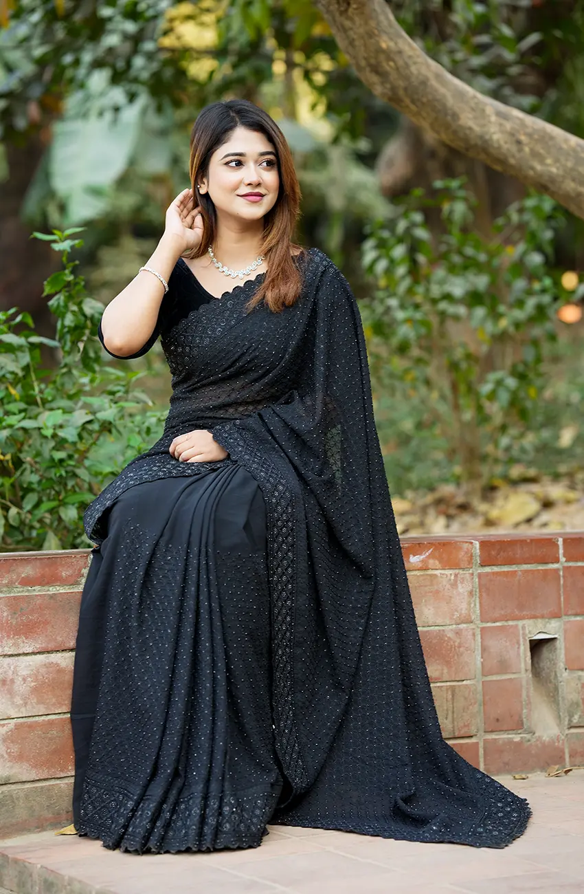 Black Diamond Soft Chiffon Georgette Saree