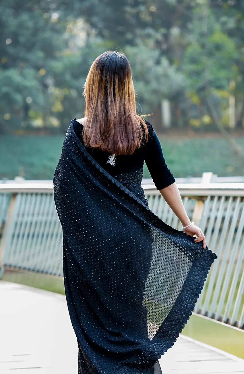 Black Diamond Soft Chiffon Georgette Saree