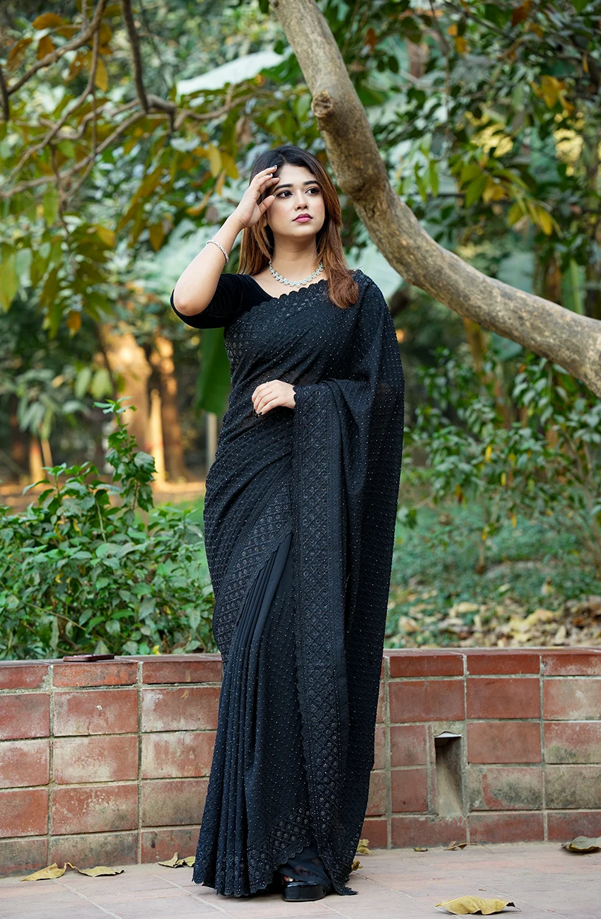 Black Diamond Soft Chiffon Georgette Saree
